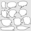 Collection of Hand drawn set speech bubbles with doodle style Vector illustration Royalty Free Stock Photo