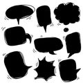 Collection of Hand drawn set speech bubbles with doodle style Vector illustration Royalty Free Stock Photo