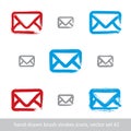 Collection of hand-drawn simple vector mail icons, set Royalty Free Stock Photo