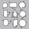 Collection of Hand drawn speech bubbles. Doodle set element. Vector illustration.cartoon style Royalty Free Stock Photo