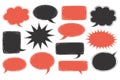 Collection of hand drawn speech bubbles in red and black Royalty Free Stock Photo