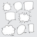 Collection of Hand drawn speech bubbles set. Doodle element. Vector illustration. isolated Royalty Free Stock Photo