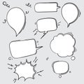 Collection of Hand drawn speech bubbles set. Doodle element. Vector illustration. isolated Royalty Free Stock Photo