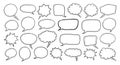 Collection of hand drawn speech bubbles and thought clouds for communication and comics white background Royalty Free Stock Photo