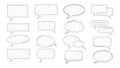 Collection of Hand-Drawn Speech Bubbles and Thought Clouds for Communication Concepts Royalty Free Stock Photo