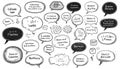 A collection of hand-drawn speech bubbles and thought bubbles in Royalty Free Stock Photo
