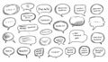 A collection of hand-drawn speech bubbles in various shapes and Royalty Free Stock Photo