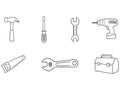 Collection of hand drawn tools for home improvement and repairs Royalty Free Stock Photo