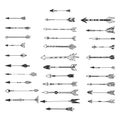 Collection of hand drawn vector arrows on white background. Doodle ethnic arrows.