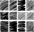 A collection of hand-drawn vector grunge textures. Square shapes filled with dense scribbles and hatching, adding dynamic texture Royalty Free Stock Photo