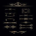 Collection of hand drawn vintage frame for text decoration in vector in gold. The design of the banners Royalty Free Stock Photo