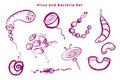 Collection of hand drawn virus and bacteria germs Royalty Free Stock Photo