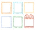 Collection of hand-drawn winter knitted frames. Set of doodle borders for bullet journal, notebook, diary, and invitations. Royalty Free Stock Photo