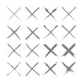 Collection of 25 hand painted X marks. Vector illustration