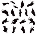 Collection of hand set isolated flat silhouettes vector Stock Silhouettes Royalty Free Stock Photo