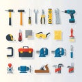 Set of Various Hand Tools Power Tools and Equipment for Carpentry and Diy Projects Royalty Free Stock Photo