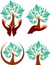 Collection Hand tree logos