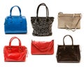 Collection of handbags on white background Royalty Free Stock Photo