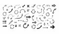Collection of handdrawn arrows and symbols in various styles for creative design projects and presentations on a clean white Royalty Free Stock Photo
