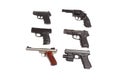 Collection of Handguns Isolated on White Background Royalty Free Stock Photo