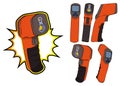 Collection of a handheld non-contact digital infrared thermometer gun.