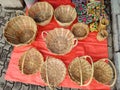 A collection of handiwork baskets sale in a market located at Ranau town in Sabah, Malaysia