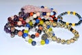 Collection of handmade mineral beads bracelets Royalty Free Stock Photo