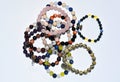 Collection of handmade mineral beads bracelets Royalty Free Stock Photo