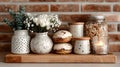 A collection of handmade pottery and eco-friendly home decor items Royalty Free Stock Photo
