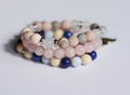 Collection of handmade unique bracelets from mineral beads