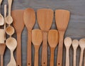 A collection of handmade wooden spoons and spatulas Royalty Free Stock Photo