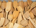 A collection of handmade wooden spoons and spatulas Royalty Free Stock Photo