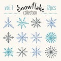 Collection of handsketched snowflakes.