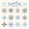 Collection of handsketched snowflakes.