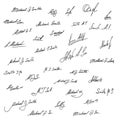 Collection of handwritten signatures. Personal contract fictitious signature set. Royalty Free Stock Photo