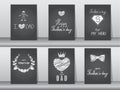 Collection of Happy Father's Day card on chalk board backgrounds,Vector illustrations Royalty Free Stock Photo