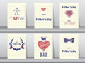 Collection of Happy Father`s Day card on spiral notebook backgrounds,Vector illustrations Royalty Free Stock Photo