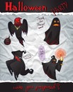 Collection Happy Halloween Cartoon Ghosts Royalty Free Stock Photo