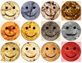 Collection of Happy Smiley Faces with Varied Textures Royalty Free Stock Photo