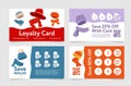 Collection hat scarf headdress loyalty card template vector collect coupon sticker stamp bonus