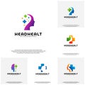 Collection Head Health logo template vector, Head intelligence logo designs concept vector Royalty Free Stock Photo