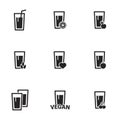 Simple vector icons. Flat illustration on a theme healthy, food, drinks, berry, fruit, vegetable Royalty Free Stock Photo