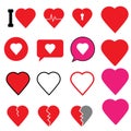 Collection of heart illustrations, Love symbol icon set,