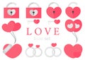 Collection of heart illustrations with the theme of love