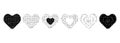 Collection of heart shape icons with sandy texture Royalty Free Stock Photo