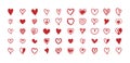 Collection of heart shapes draw the hand. Set of scribble red hearts icon. Symbol of love. Design elements for Valentine`s Day. Royalty Free Stock Photo