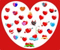 Collection of Hearts with Different Feelings