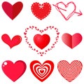 Collection of hearts on white background Royalty Free Stock Photo