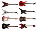 Collection of heavy metal electric guitars