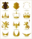Collection heraldic gold elements. Vector Royalty Free Stock Photo